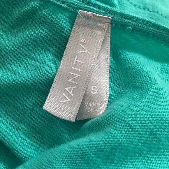 Vanity Green White Floral Sheer Lace Rhinestones Blouse Size Small - Picture 10 of 11